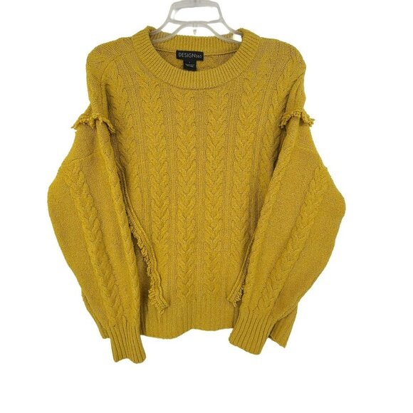 Design 365 Women's Cable Knit  Long Sleeve Sweater Yellow Size L - Picture 1 of 9
